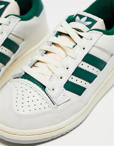 adidas originals centennial 85 trainers in white with green detail